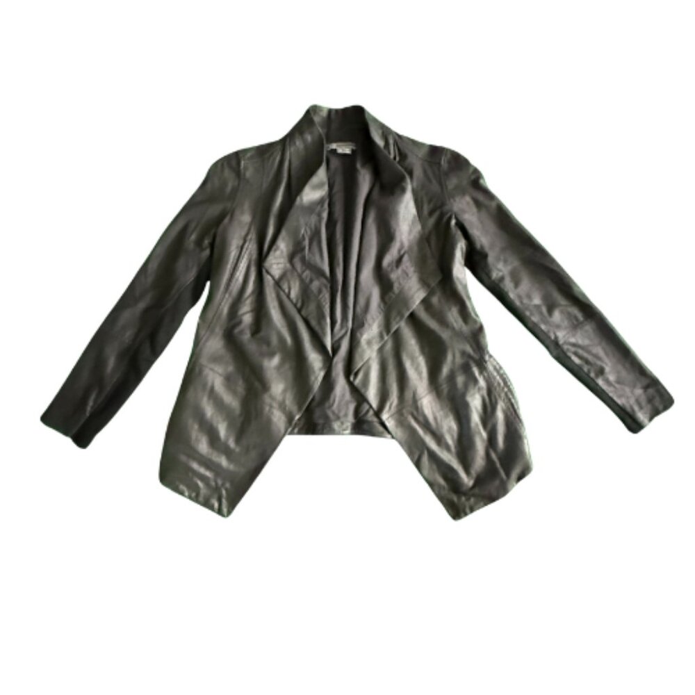 VINCE Black Leather Drape Cardigan Jacket, Women’s Size XS, Gently Worn (BB1504)